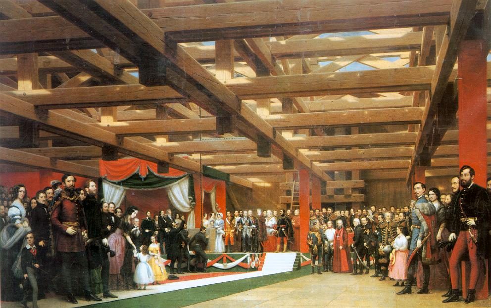 Barabás Miklós: A Lánchíd alapkőletétele (1842)